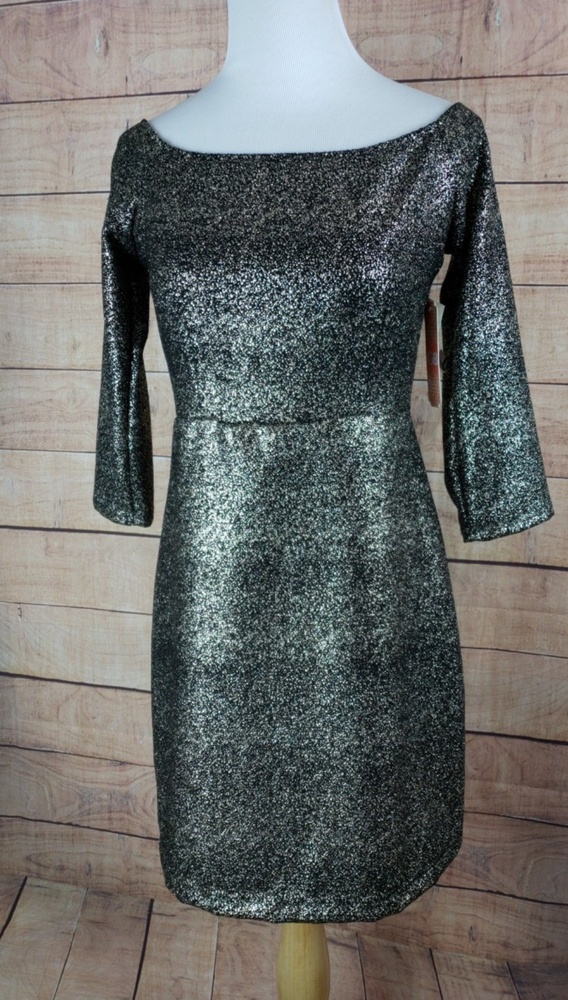 NWT GB Gianni Bini Metallic Off The Shoulder Dress - Picture 2 of 8
